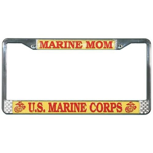 UNITED STATES MARINES Mom Metal Chrome License Plate Frame - U.S.M.C United States Marines Craft Supply