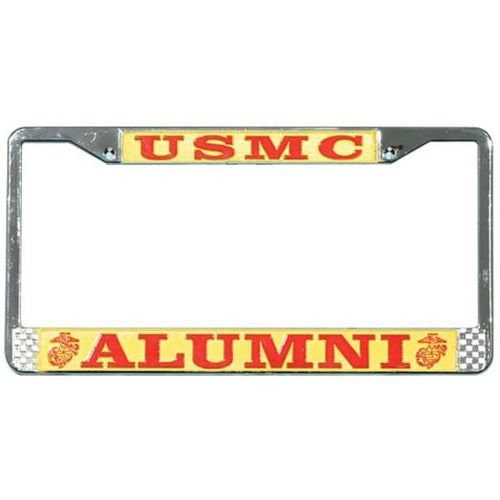 USMC Alumni Metal Chrome License Plate Frame - U.S.M.C United States Marines U.S.
