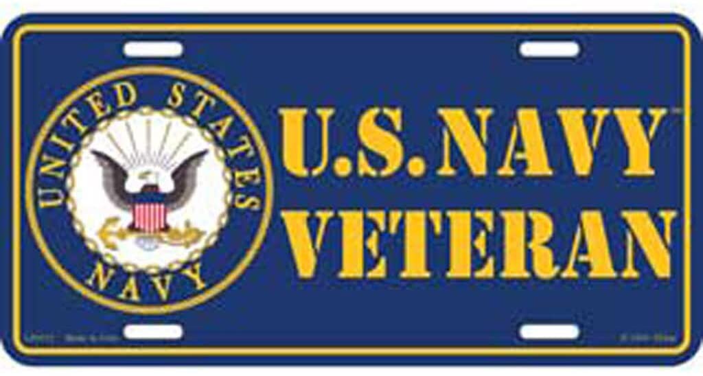 U.S. NAVY Veteran Logo Metal License Plate - Military Vet Veteran - United States Navy