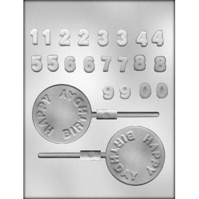 HAPPY BIRTHDAY / NUMBERS Sucker Chocolate Candy Mold -- Letters Birthday Lolly Lollipop