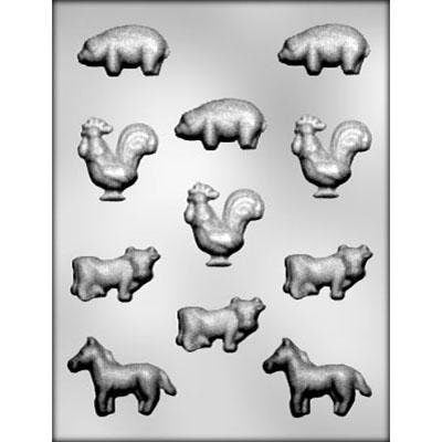 ANIMAL Assortment Chocolate Candy Mold -- Bite Size Tiger Hippo Elephant Bull Cow Camel Animals Craft Supply