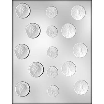 COINS Chocolate Candy Mold -- Gold Silver Currency Tokens Craft Supply