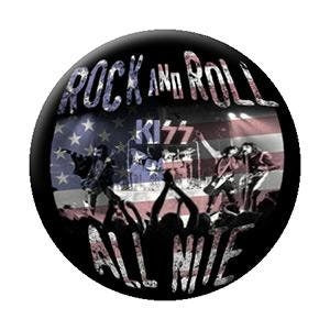 KISS Band Rock & Roll All Nite Pinback Button Badge - Rock Band Logo - Round 1.25" Button