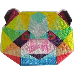 Geometric Rainbow Panda Patch - Embroidered Patch Applique - Panda Bear Zoo Animal