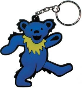 GRATEFUL DEAD Dancing Blue Bear Rubber Keychain - Rock Band Keyring Keyfob