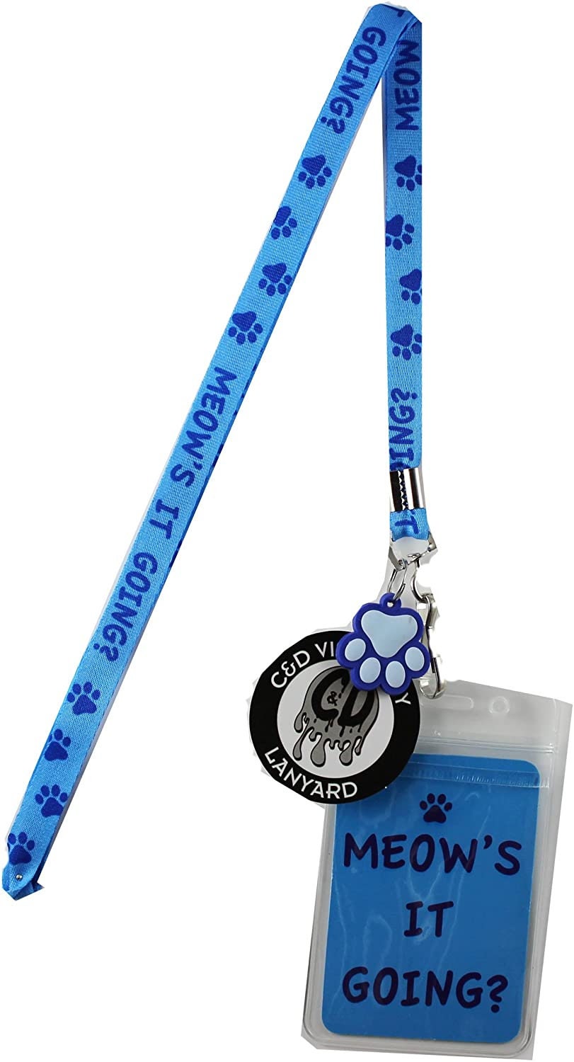 MEOWS IT GOING Lanyard Key Chain Id Badge Holder With Charm - Keyring Keyfob Keychain Funny