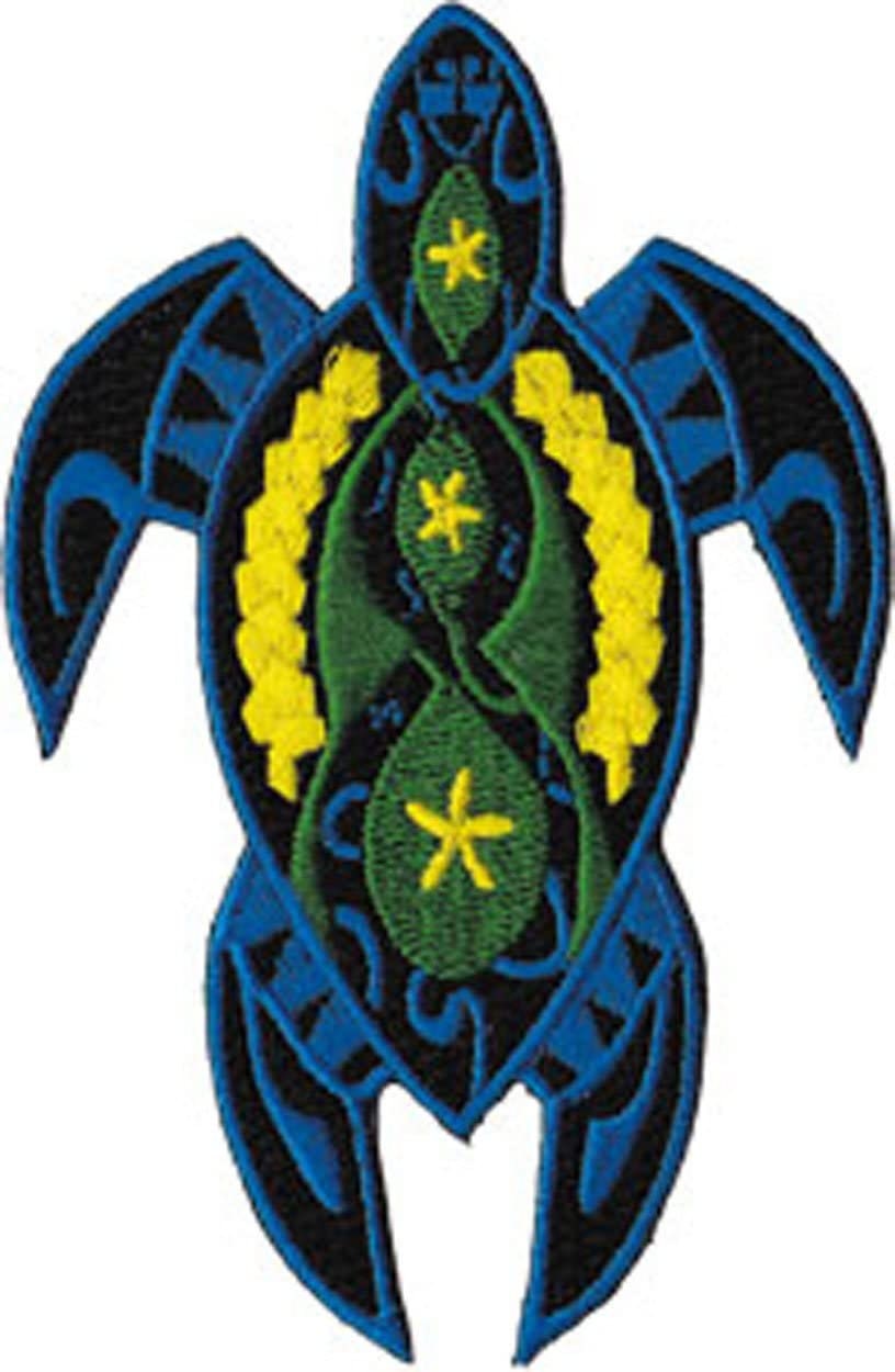 FANCY BLUE TURTLE Patch - Sea Turtle Animal Tribal Embroidered Patch Applique