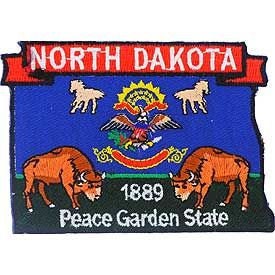 NORTH DAKOTA State Map Embroidered Patch Applique - USA United States of America Patch