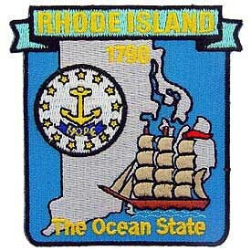 RHODE ISLAND State Map Embroidered Patch Applique - USA United States of America Patch