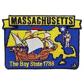MASSACHUSETTS State Map Embroidered Patch Applique - USA United States of America Patch