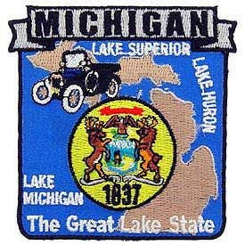 MICHIGAN State Map Embroidered Patch Applique - USA United States of America Patch