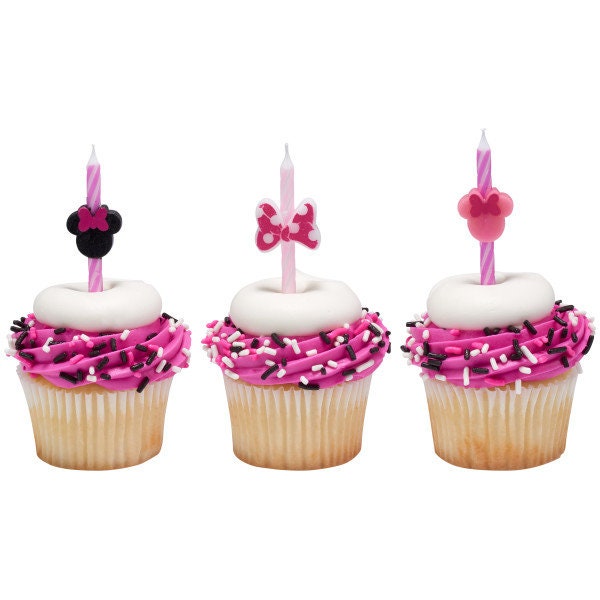 MINNIE MOUSE Birthday Candles Mickey Minnie Cupcake Cake Toppers for Party Decoration