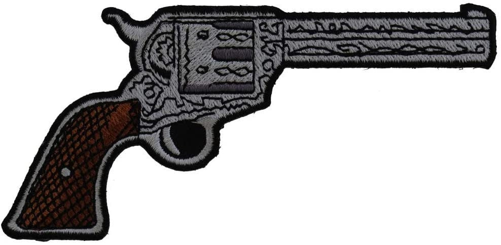 6 SHOOTER Pistol Gun Right Patch - Embroidered Patch Appliqué Handgun