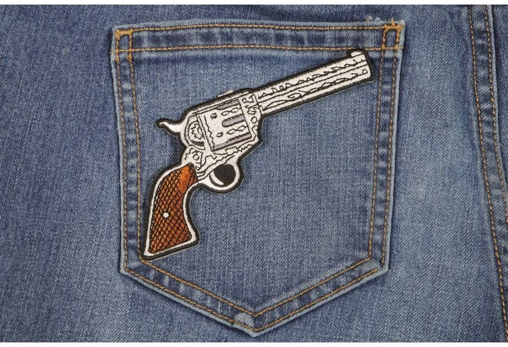 6 SHOOTER Pistol Gun Right Patch - Embroidered Patch Appliqué Handgun