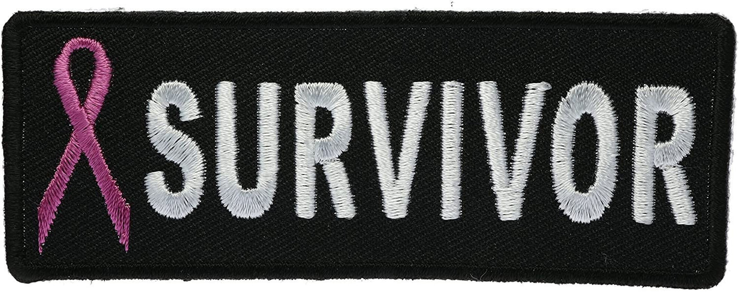 BREAST CANCER SURVIVOR Pink Ribbon Patch - Breast Cancer Awareness Ribbon  Embroidered Patch