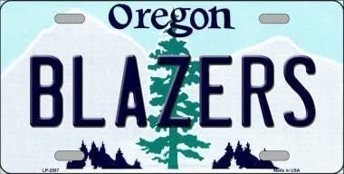 BLAZERS Oregon State Background Metal License Plate Sign Novelty Vanity