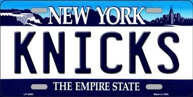 KNICKS New York State Background Metal License Plate Sign Novelty Vanity