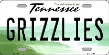 GRIZZLIES Tennessee State Background Metal License Plate Sign Novelty Vanity