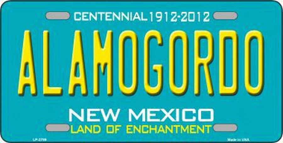 ALAMOGORDO New Mexico State Background Metal License Plate Sign Novelty Vanity