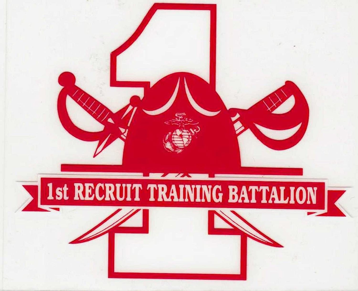 MARINE CORPS 1st Marine Recruit Training Battalion Clear Decal Sticker - United States Marine Corps Decal For Car Truck Window Craft Supply