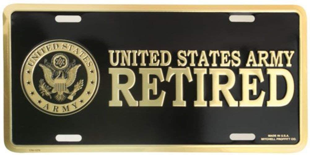 U.S. ARMY Retired Metal License Plate - Military Vet Veteran - United States Army Retired