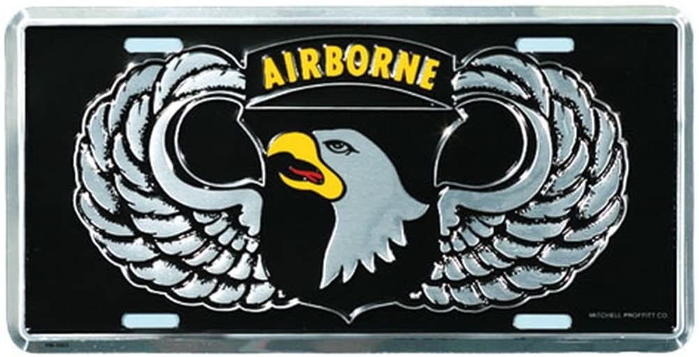 U.S. ARMY 101st Airborne Wings Metal License Plate - Military Vet Veteran - United States Army 101st Airborne Screaming Eagles Infantry