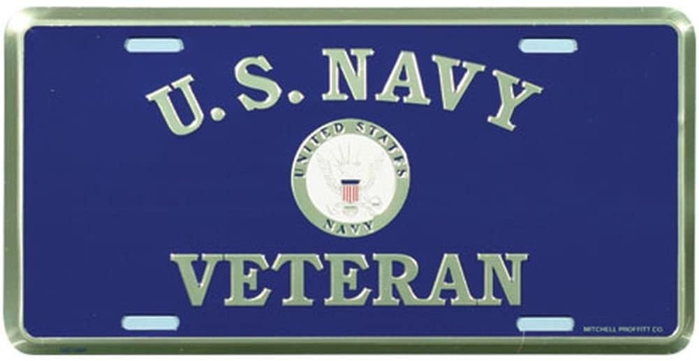 U.S. NAVY Veteran Metal License Plate - Military Vet Veteran - USN United States Navy Veteran Vet