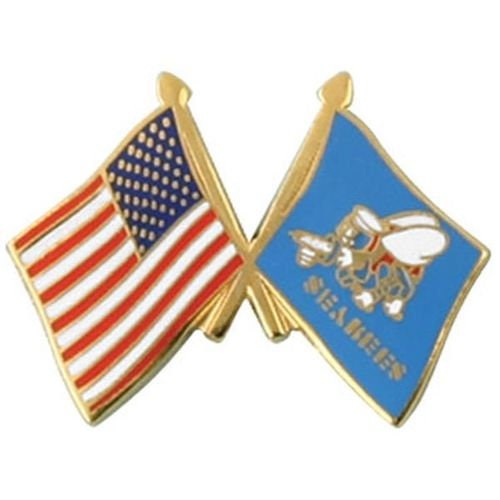 NAVY SEABEE Crossed Flags Lapel Pin - American Flag United States Navy Enamel Pin for Backpack Tie Shirt Trading Button Pinback