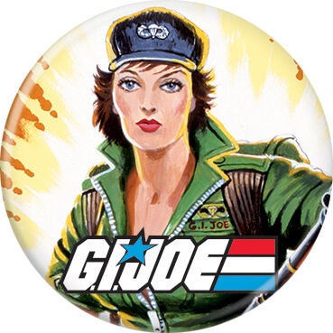 GI JOE Lady Jaye Pinback Button Badge - Classic TV Cartoon Series All American Hero! - Round 1.25" Button