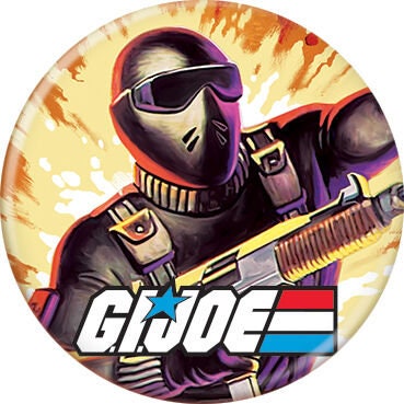 GI JOE Snake Eyes Pinback Button Badge - Classic TV Cartoon Series All American Hero! - Round 1.25" Button