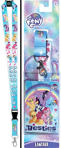 MY LITTLE PONY Besties Reversible Lanyard with Detachable Buckle and Id Holder - 80s Cartoon Tv Series Pony Power Craft Supply