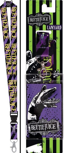BEETLEJUICE Reversible Lanyard with Detachable Buckle and Id Holder - Tim Burton Michael Keaton Movie Classic!