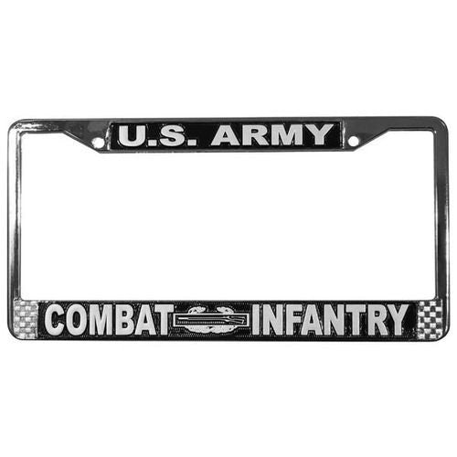 U.S. ARMY COMBAT INANTRY Metal Chrome License Plate Frame United States Army Combat Infantry