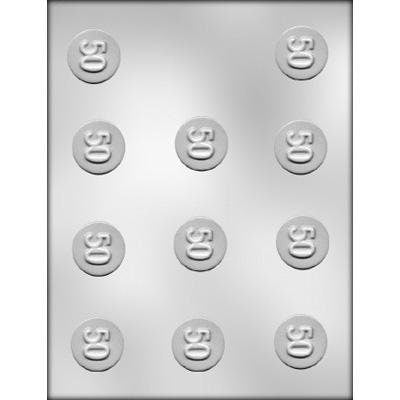 NUMBER 50 MINT Chocolate Candy Mold -- Anniversary Coin Thirty Round Craft Supply
