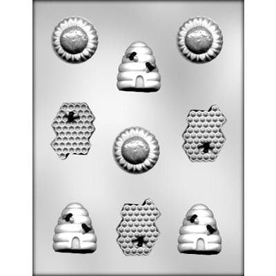 BEE ASSORTMENT Chocolate Candy Mold -- Honeycomb Bee Hive Sunflower Bumblebee Craft Supply