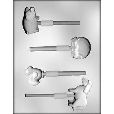FARM ANIMALS Sucker Chocolate Candy Mold -- Pig Horse Rooster Ranch Sheep Craft Supply
