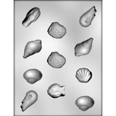SEA SHELL Assortment Chocolate Candy Mold -- Ocean Seashell Aquatic