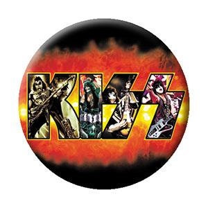 KISS Fire Logo Pinback Button Badge - Rock Band Logo - Round 1.25" Button