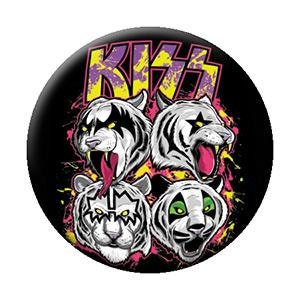KISS Band White Tigers Pinback Button Badge - Rock Band Logo - Round 1.25" Button