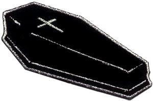Coffin Patch - Embroidered Patch Applique - Mortuary Funeral Death Casket Cross
