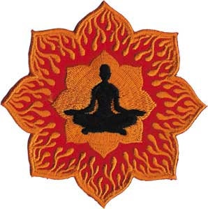 Zen Lotus Flames - Embroidered Patch Applique Meditation Fire Flower