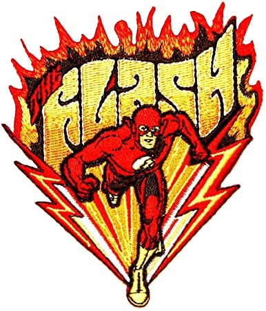 THE FLASH Running With Flames Patch - DC Comics Embroidered Patch Applique Craft Supply