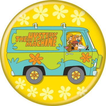 SCOOBY DOO Mystery Machine Pinback Button Badge - Classic TV Cartoon Series - Round 1.25" Button
