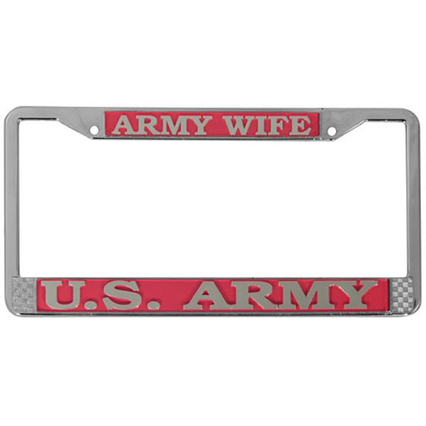 ARMY WIFE Metal Chrome License Plate Frame U.S. Army United States Military