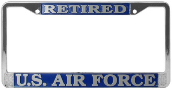 U.S. AIR FORCE RETIRED Metal Chrome License Plate Frame United States Air Force Usaf