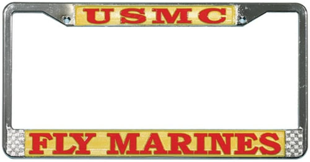 USMC FLY MARINES Retired Metal Chrome License Plate Frame - U.S.M.C United States Marines Craft Supply