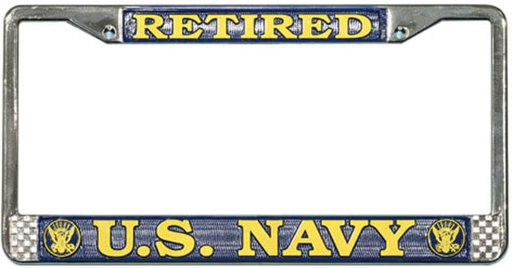 U.S. NAVY RETIRED Metal Chrome License Plate Frame - USN United States Navy
