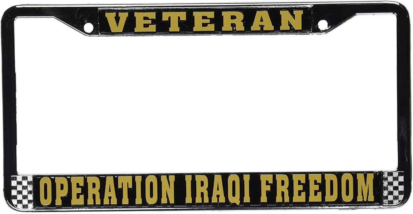 Operation Iraqi Freedom Veteran Metal License Plate Frame - United States Military OIF Coalition