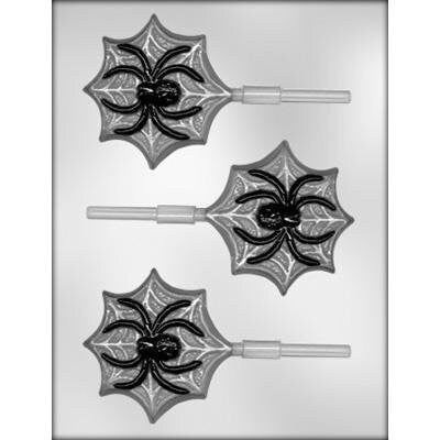 SPIDER ON WEB Sucker Hard Candy Mold Halloween Craft Supply