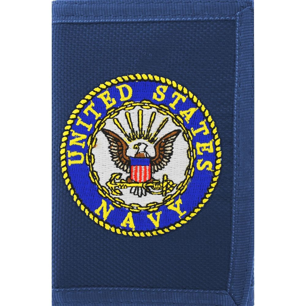 U.S. NAVY Embroidered Tri Fold Wallet - Velcro United States Navy Wallet